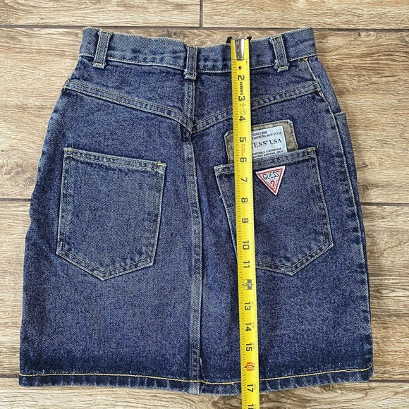 Vintage Guess Georges Marciano Denim Mini Skirt USA Made Women’s 27 Button Fly - Picture 6 of 6